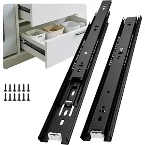 Full Extension Ball Bearing Drawer Slides 16 Inch Side Mount Cabinet Rails 1 Pair Tool Box Trash Can Glides Heavy Duty Kitchen Drawer Runners 100LB Capacity