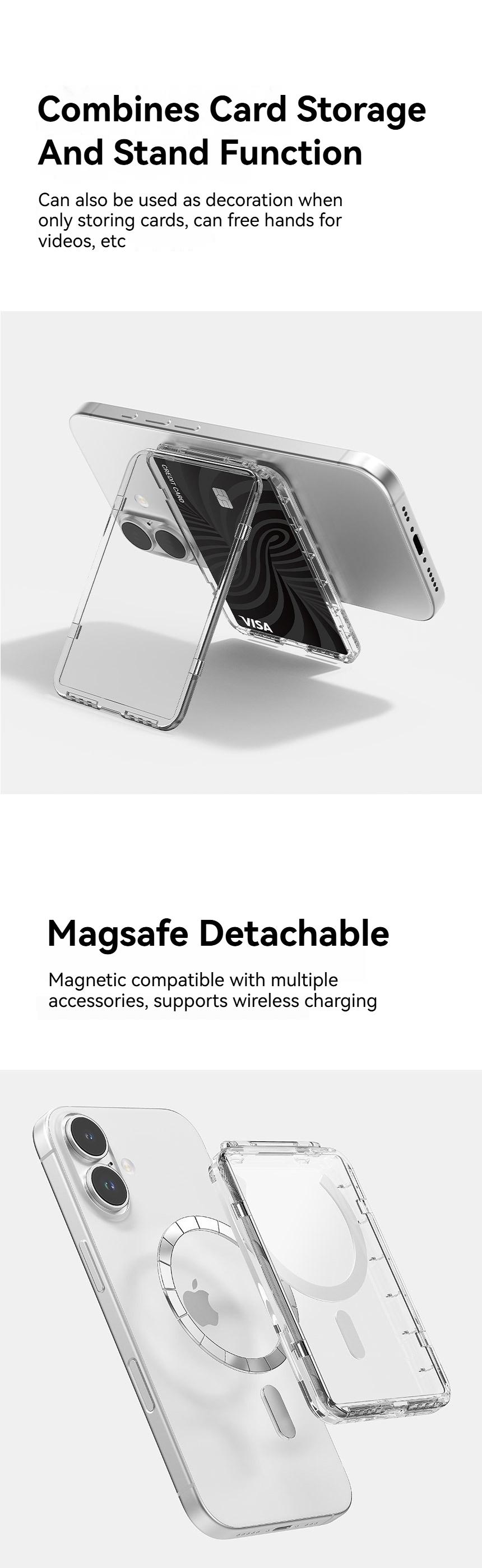 PC Transparent Foldable Flip Magnetic Card Holder Stand With ID & Card Storage