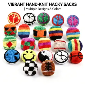 3PCS Handmade Crochet Hacky Sack Set Woven Footbag for Adults Teens Anti Screen Time Fidget Toy Outdoor Juggling Ball 90s Nostalgia Summer Beach Game (Random colors)