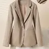 Women's Plaid Lapel Neckline Button Front Blazer Jacket, Business Style Jacket, Spring & Fall Fashion Long Sleeve Office Wear, Casual Elegant Outerwear for Women, Business Attire Clothes