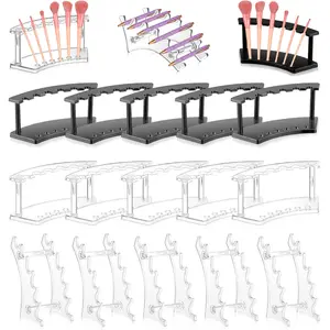 15PCS Pen Holder Display Stand Set, 5 Black Vertical Pen Stands, 5 Clear Horizontal Pen Holders and 5 Clear Vertical Pen Holders, Desktop Organizer for Pens and Office Accessories