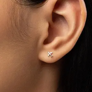 Tiny Airplane Stud Earrings - Simple Design with Metallic Finish, Lightweight and Versatile Accessory for Everyday Wear