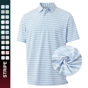MAELREG Mens Golf Shirts Dry Fit Moisture Wicking Performance Sports Short Sleeve Striped Collared Polo Shirts for Men Fashion Menswear Casual Top