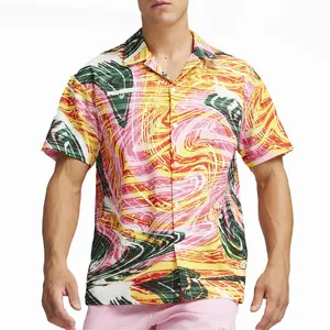 PUMA Mens Scuderia Ferrari Race Short Sleeve Button Up Shirt Casual Tops Casual - Pink, Yellow