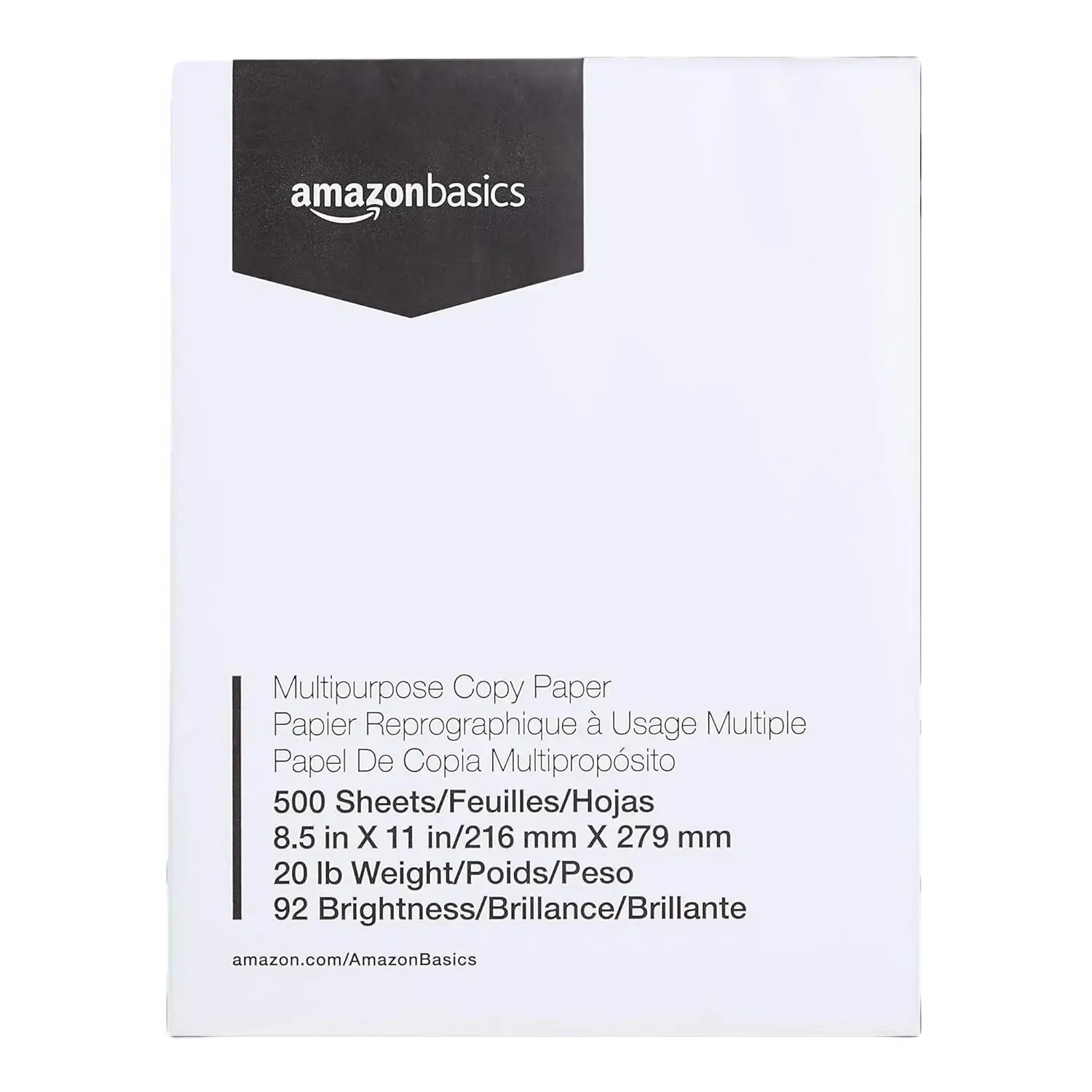 Multipurpose Copy Printer Paper, 8.5 x 11 Inches, 20 lb, 92 Bright, White, 1 Ream (500 Sheets), Jam-Free