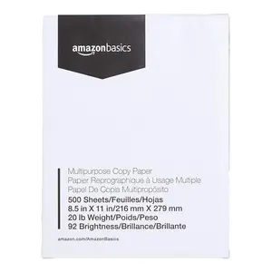 Multipurpose Copy Printer Paper, 8.5 x 11 Inches, 20 lb, 92 Bright, White, 1 Ream (500 Sheets), Jam-Free
