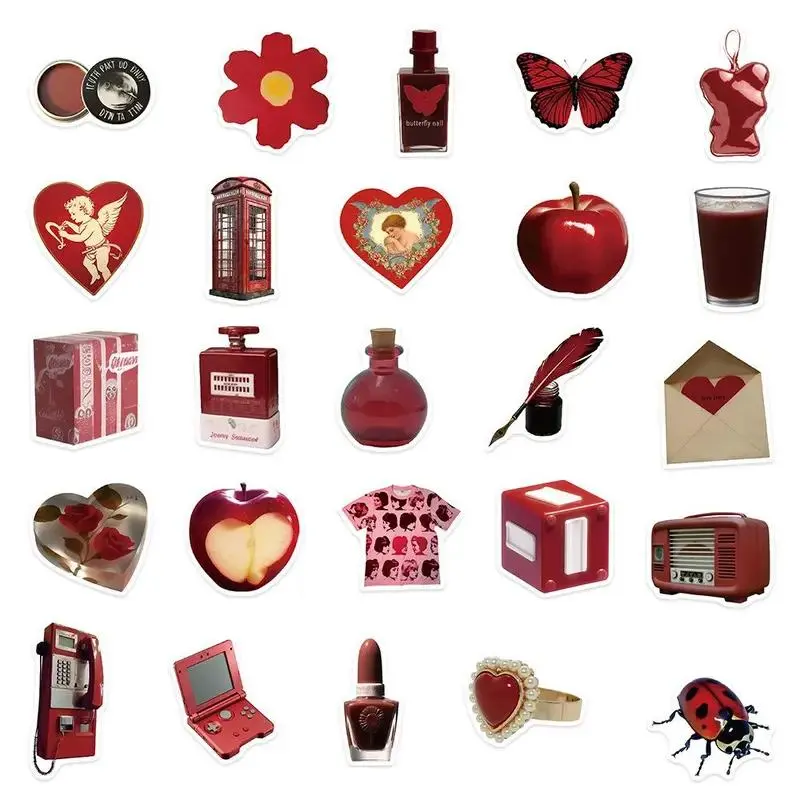 Vintage Series DIY Graffiti Art Decal Pack - 50pcs Aesthetic Office Stationery Labels & Stickers for Water Bottle, Laptop (Decorative Collage with Vintage Vibes)