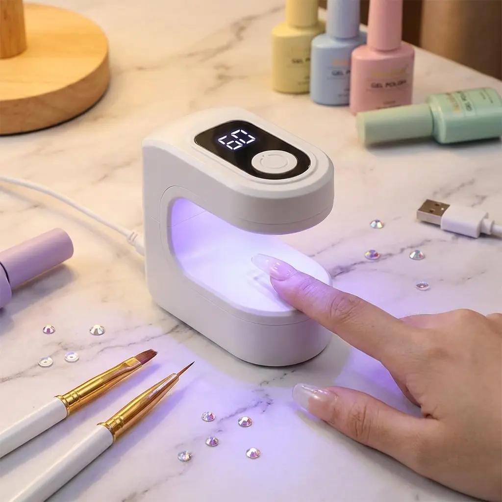 Portable LED Nail Dryer Lamp, Nail Tech Lamp, Rechargeable Nail Art Manicure Curing Lamp with Digital Display, Professional Nail Care Tool for Home & Salon Use, Nail Curing Light