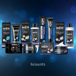 Men's Facial Skincare Set - 6counts, Moisturizing Lotion & Cream, Hydrating & Oil Control, Charcoal Cleansing Mask, Gift for Men, Holiday Gift