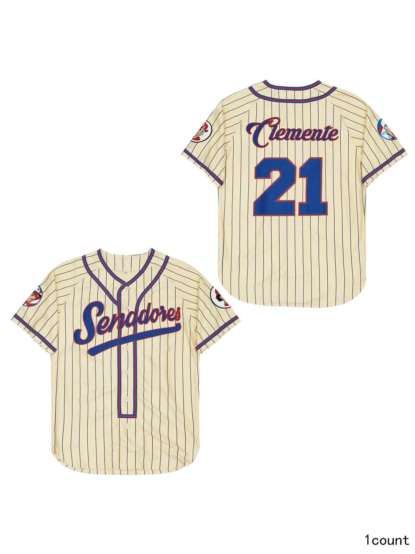 Roberto Clemente #21 "Senadores" Vintage Retro American Retro Baseball Jersey Collectibles - Pinstripe Look Short Sleeve Tops, #21 Number, Athletic Jersey Baseball, S, Sports Jersey