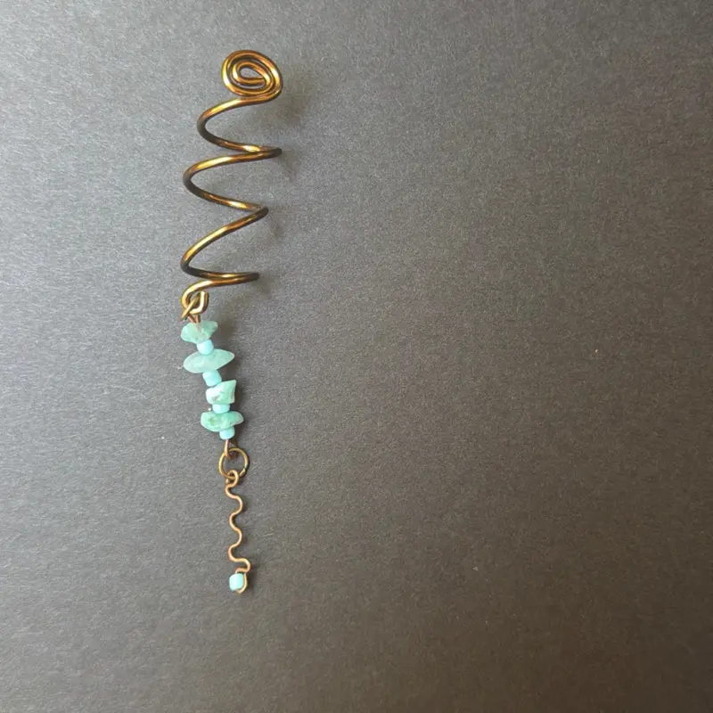 Handmade Gemstone Hair Wire Wrap - Unique Design, 15$
