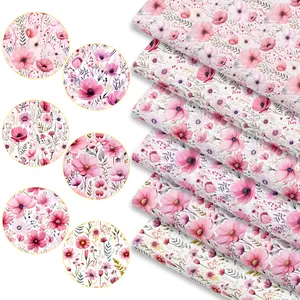 6pcs 3D Effect Floral Fabric Bundles, 45cm*50cm/17.72in*19.69in Aesthetic Pink Dimension Flower Pattern Fabric Squares for Quilting, Patchwork Sewing Material for Bedding, Tablecloth, Bags, Headbands
