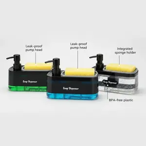 Multifunctional Dish Soap Dispenser Set with Integrated Sponge Holder, BPA-Free Leak-Proof Plastic, Perfect Gift