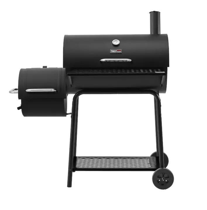 Royal Gourmet Offset Smoker 27.44-in W Black Barrel Charcoal Grill, Portable charcoal grill with wheels and side table, BBQ grill Perfect for Backyard Cooking, Outdoor Camping