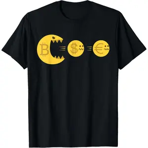 Cotton Graphic Tees Streetwear Gifts  BITCOIN Eating Currency Crypto Trading Hodl Vintage BTC T-Shirt