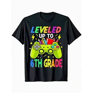 Leveled Up to 6th Grade Gamer Back to School First Day Boys T-Shirt, Back to School Gifts for Boys Girls  (3-13Y)