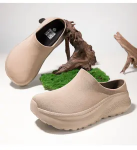 Women's Breathable Knit Mules – Lightweight Slip On Backless Shoes with Thick Cushion Sole, Non Slip for Work, Travel & Casual Summer flats sneaker Wear