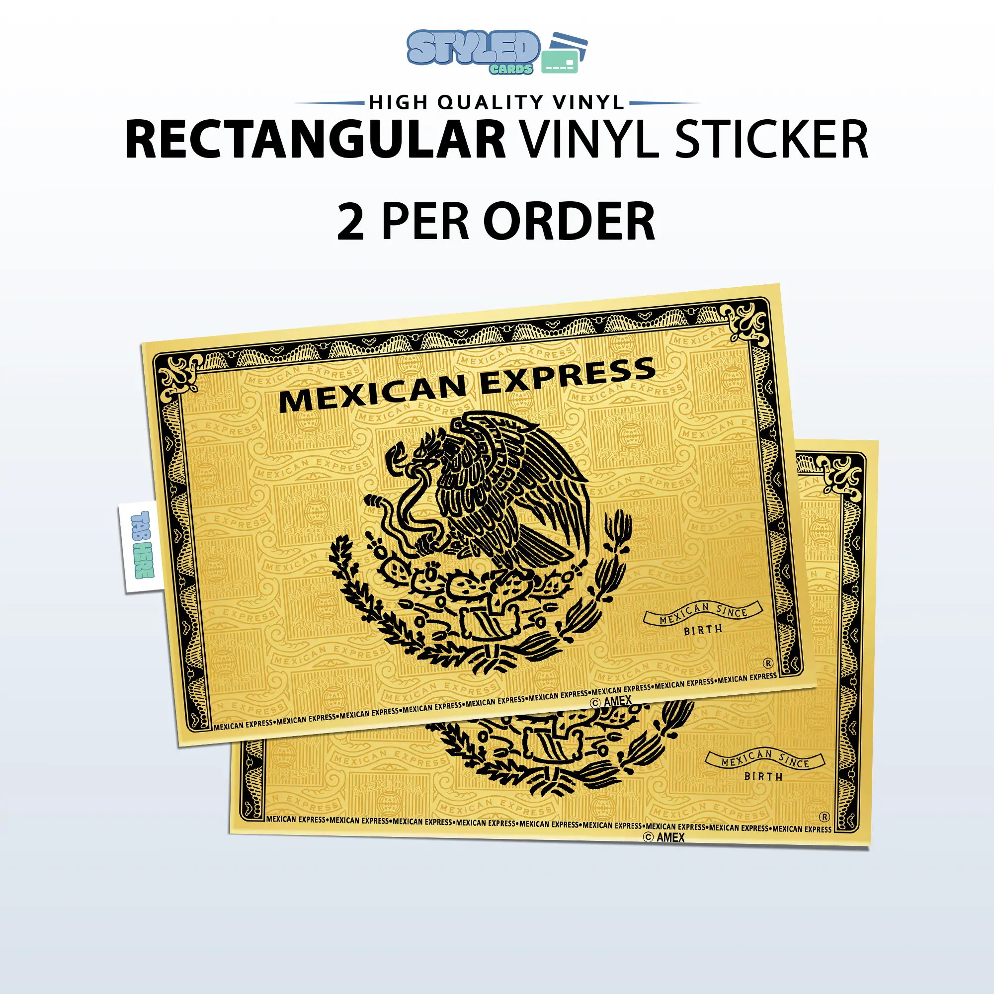 gold Mexican express with black eagle rectangular vinyl sticker gold Mexican express with black eagle rectangular vinyl sticker