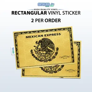 gold Mexican express with black eagle rectangular vinyl sticker