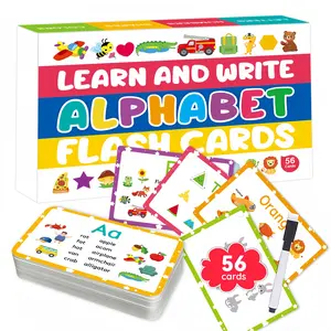 Letter Number Shape Color Cognitive Teaching Aids, Early Education Learning Cards with Whiteboard Pens, Reusable Waterproof, Suitable for Toddlers