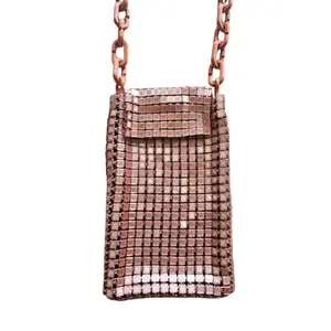 3D Printed Crossbody Bag Silk Rose Gold Matte Terracotta with Disco Ball Effect