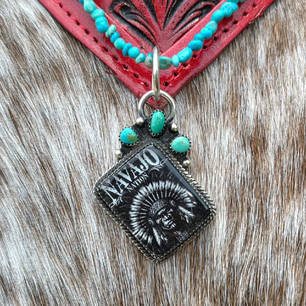 Sterling Silver Arizona Turquoise and Navajo Nation Pendant