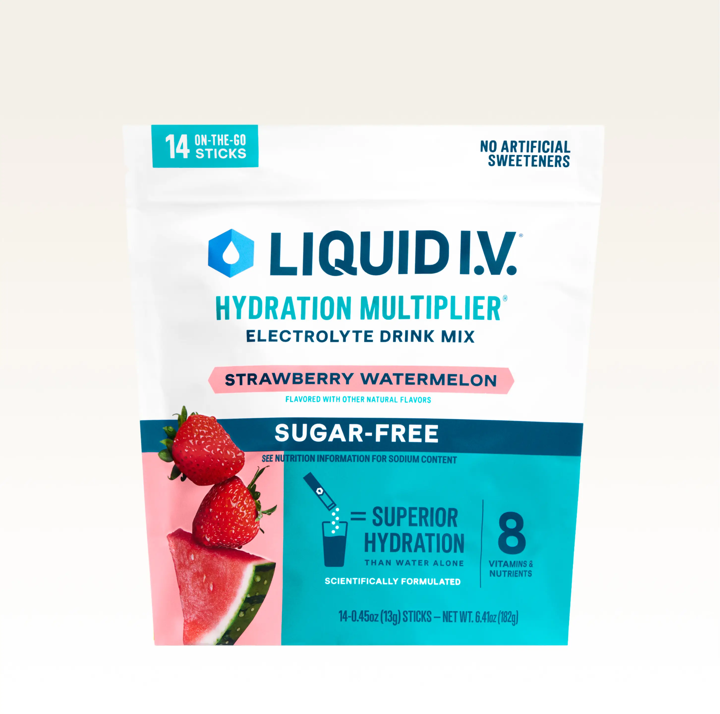 Liquid I.V. Sugar-Free Hydration Multiplier - Strawberry Watermelon - Hydration Powder Packets | Electrolyte Powder Drink Mix | Convenient Single-Serv
