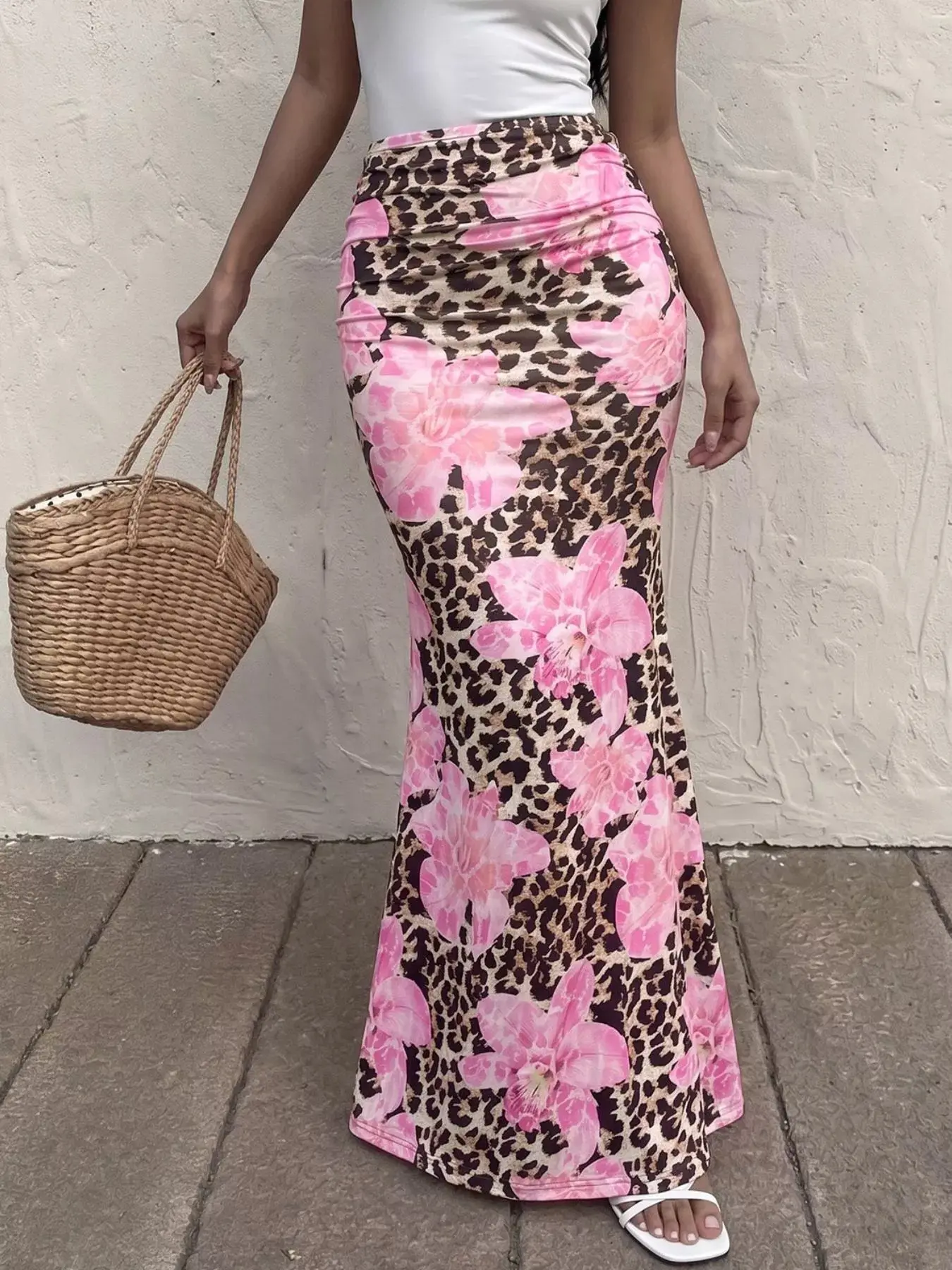 Leopard Print Bodycon Maxi Skirt