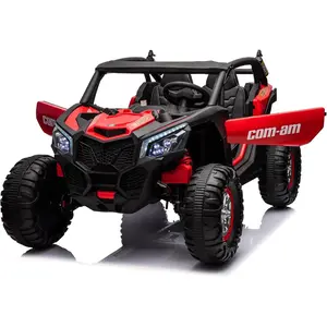 24V 2-Seater UTV, 4WD Ride On Toys with Remote Control, Powerful Electric Vehicle 4 Shock Absorbers, Leather Seats, Music and Lights, 24V Ride On Toys for Big Kids, Red