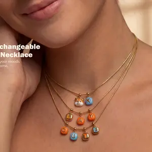 ZEGL CUSTOM NECKLACE – Build Your Name, Mood or Love Story DIY Letter Jewelry for Teens & Women Personalized Initial Necklace Stainless Steel Gold Chain with Interchangeable Alphabet Charms Gift for Birthday, Graduation, Best Friend