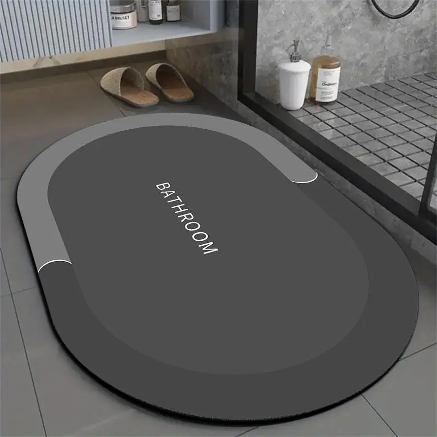 Bathroom Non-slip Mat, Rectangle Solid Color Absorbent Quick Drying Bathroom Floor Mat, Non-staining Bathroom Decor Mat for Home Kitchen Laundry Room
