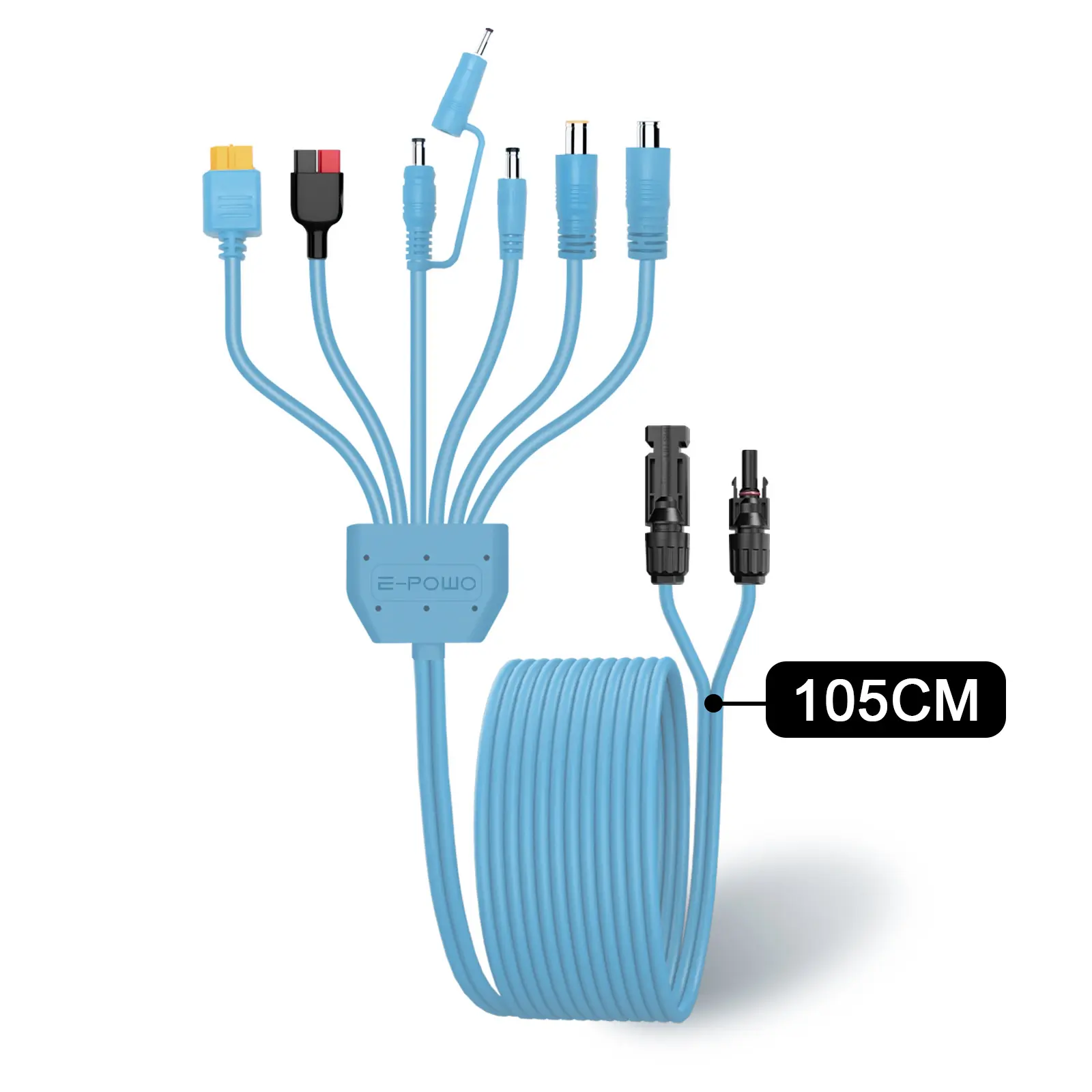 E-POWO 7-in-1 Solar Adapter Cable, MC4 to XT60 Anderson DC7909 DC8020 DC5521 DC5525 DC35135 Connector Kit for Portable Power Stations, Solar Panel Charging Cable Compatible with EcoFlow Jackery Bluetti Anker ALLPOWERS