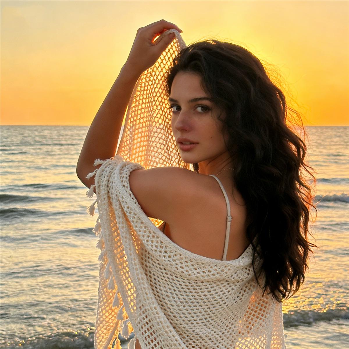 AWAYTR Women Knit Shawl Wraps Boho Fringe Crochet Hollow Poncho Scarf Shawls for Wedding AWAYTR Women Knit Shawl Wraps Boho Fringe Crochet Hollow Poncho Scarf Shawls for Wedding