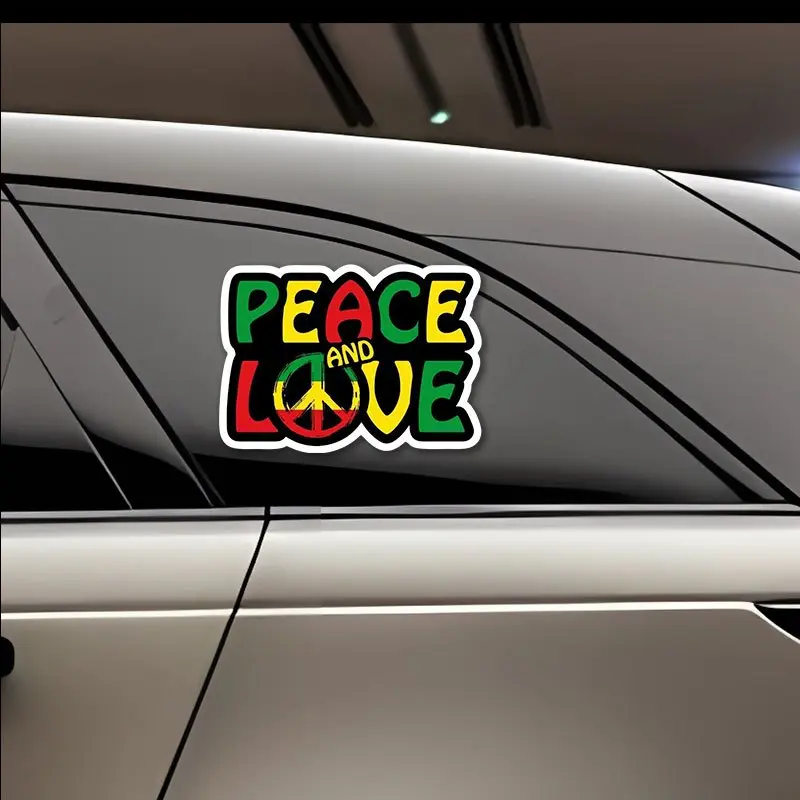 1PC Niche Peace Hippie Aesthetic Sticker (for car accessories/decor items) For car accessories/decor items Colorful textured "Peace & Love Vibe" design, fits vibrant peace hippie-style lovers' taste Decor sticker + niche car hippie decor goods