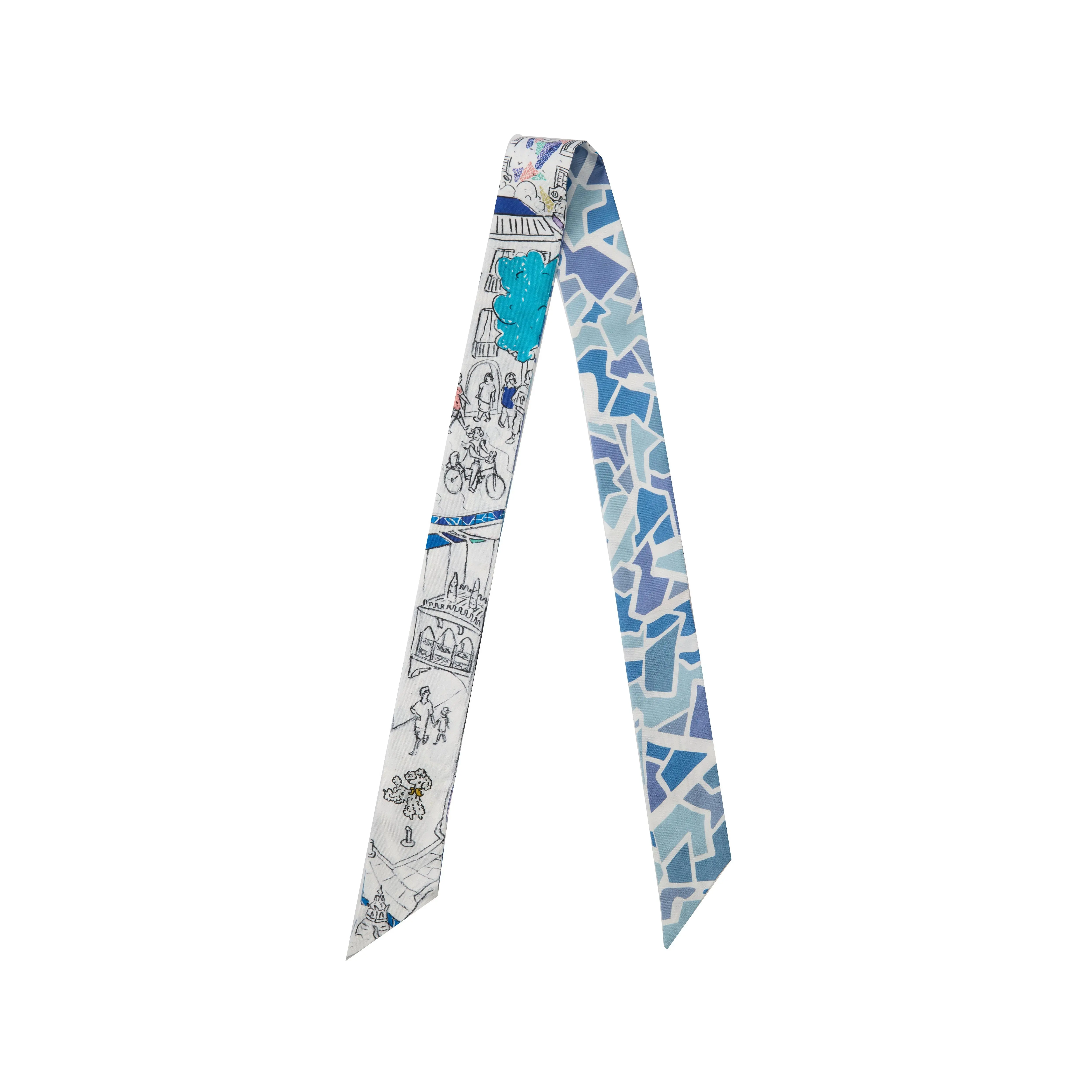 Barcelona Silk Skinny Scarf - Mediterranean Blue