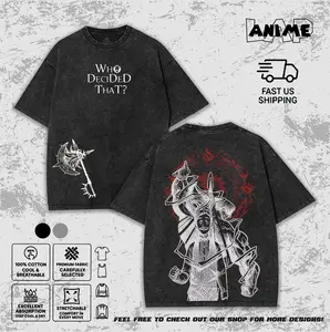 Escanor Seven Deadly Sins Who Decided That Vintage Acid Washed Tee Hoodie Sweatshirt Tanktop, Retro Anime Streetwear Graphic T-Shirt Men Women Unisex