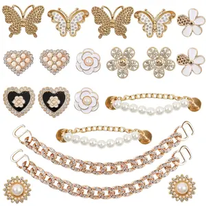 20 Pcs Bling Shoe Charms for Women and Girls Butterfly Flower Shoe Decoration Charms for Clog Diamond Chain Charms Cute Shoe Jewels DIY Shoe Accessories for Birthday Party for Her