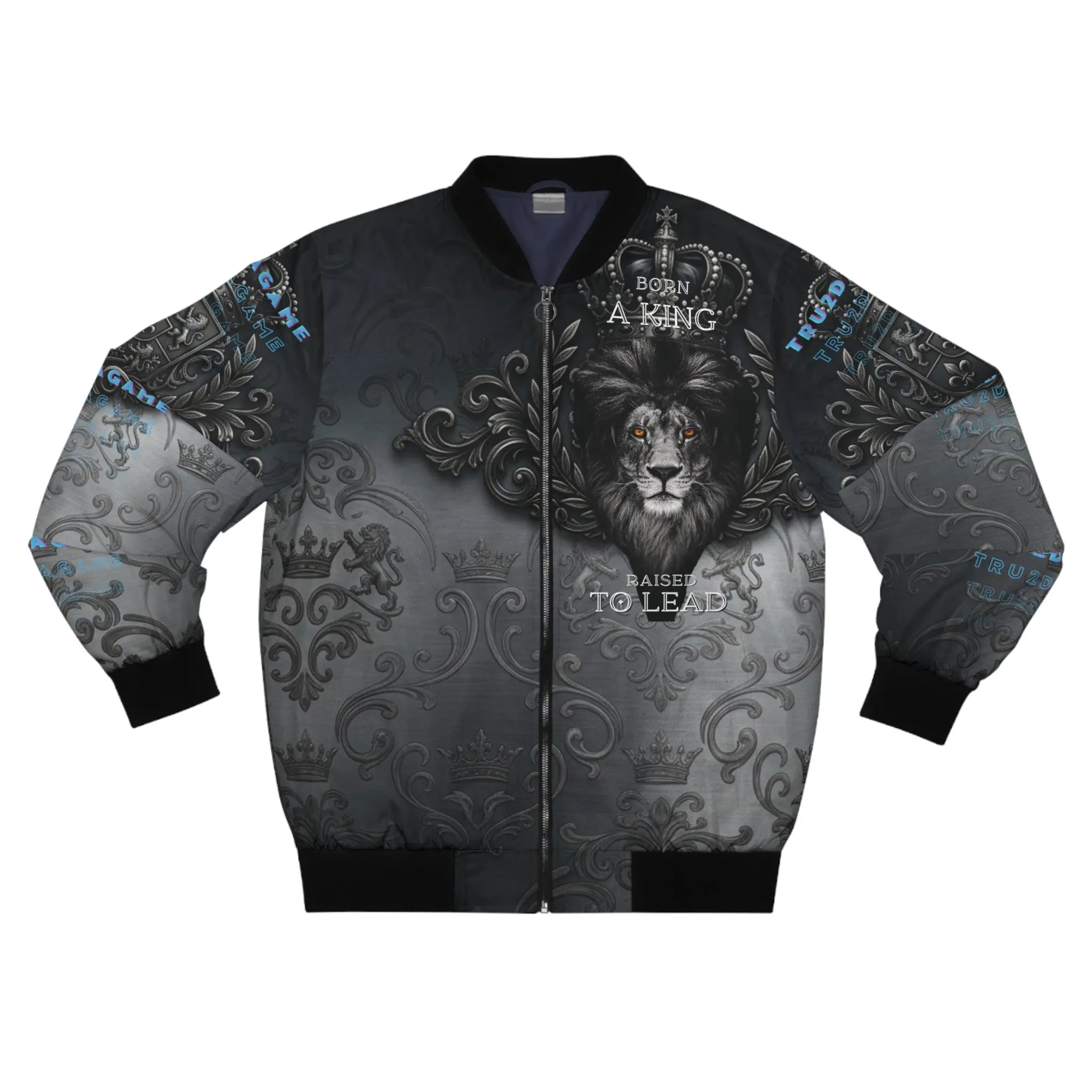 Women's "Born A King" Graphic Bomber Jacket, Polyester Shell, Streetwear Vibe Tops