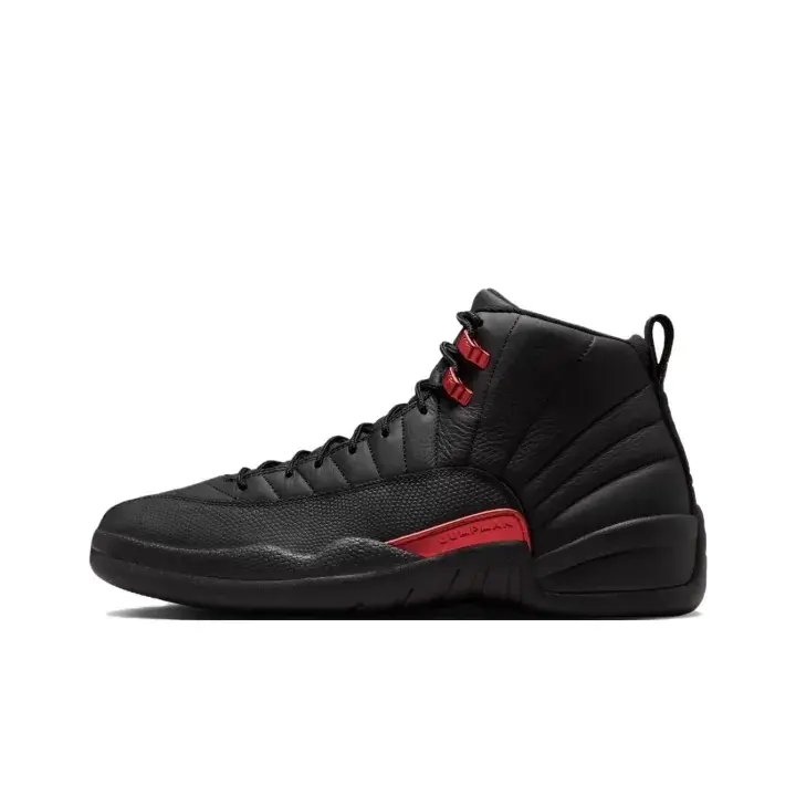 Unisex High Top Athletic Sneakers, full black leather with red accent details, shock‑absorbing cushioned sole, blister‑free long‑walk comfort for streetwear daily fits