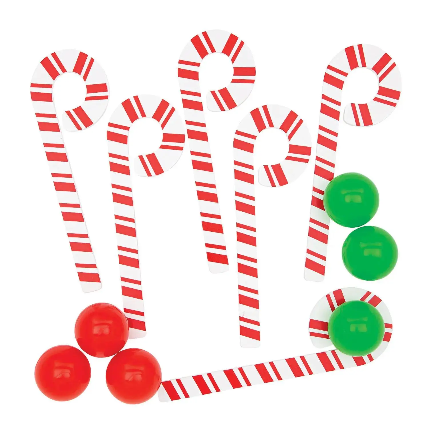 Christmas Candy Cane Spoon & Ball Relay Game for 6
