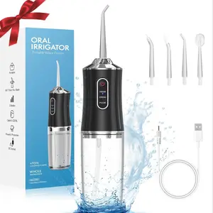 Electric Oral Irrigator with 4 Replacement Heads, 1 Box Rechargeable Portable Water Flosser with 3 Modes, Oral Care Tool for Home & Travel