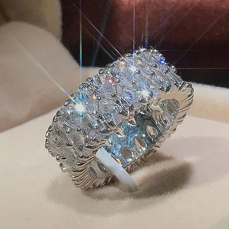 Band Ring with Water Drop Synthetic Zirconia Inlay, Sparkling Zircon Inlay, Synthetic Zircon Rings, Beautiful Rings, Jewelry for Women for Party, Daily Clothing Decor, Birthday Gift, Elegant Ring