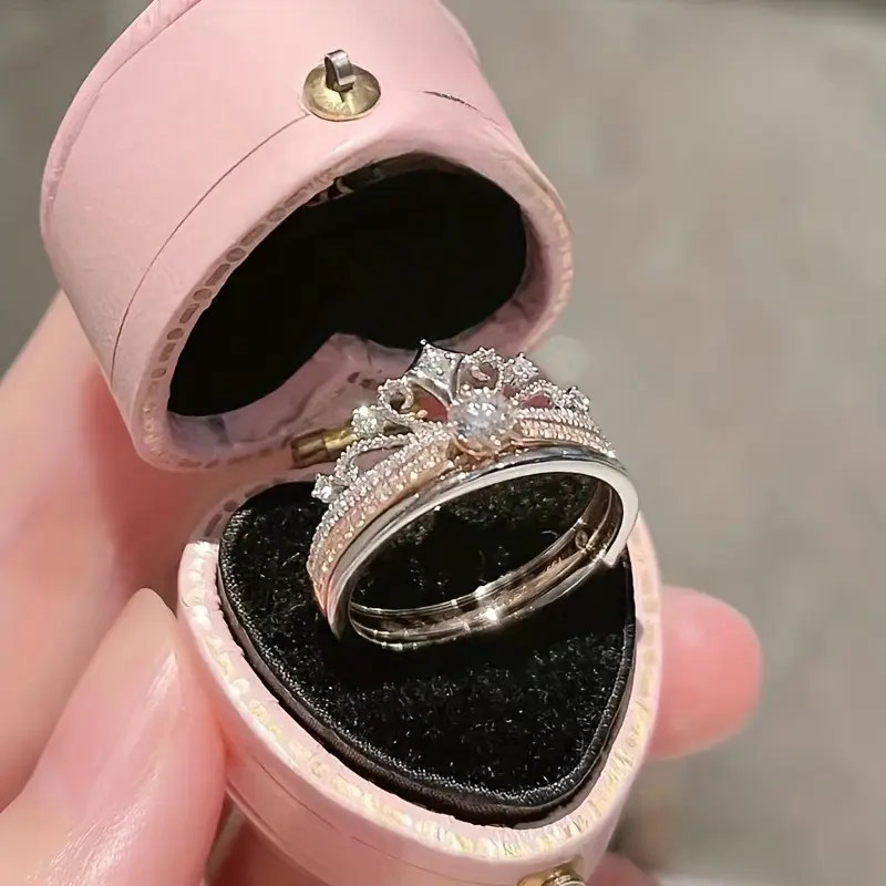 Exquisite Crown Costume Ring for Women, Trendy Adjustable Promise Ring for Engagement and Wedding Jewelry, Costume Rings, Exquisite Trendy Ring