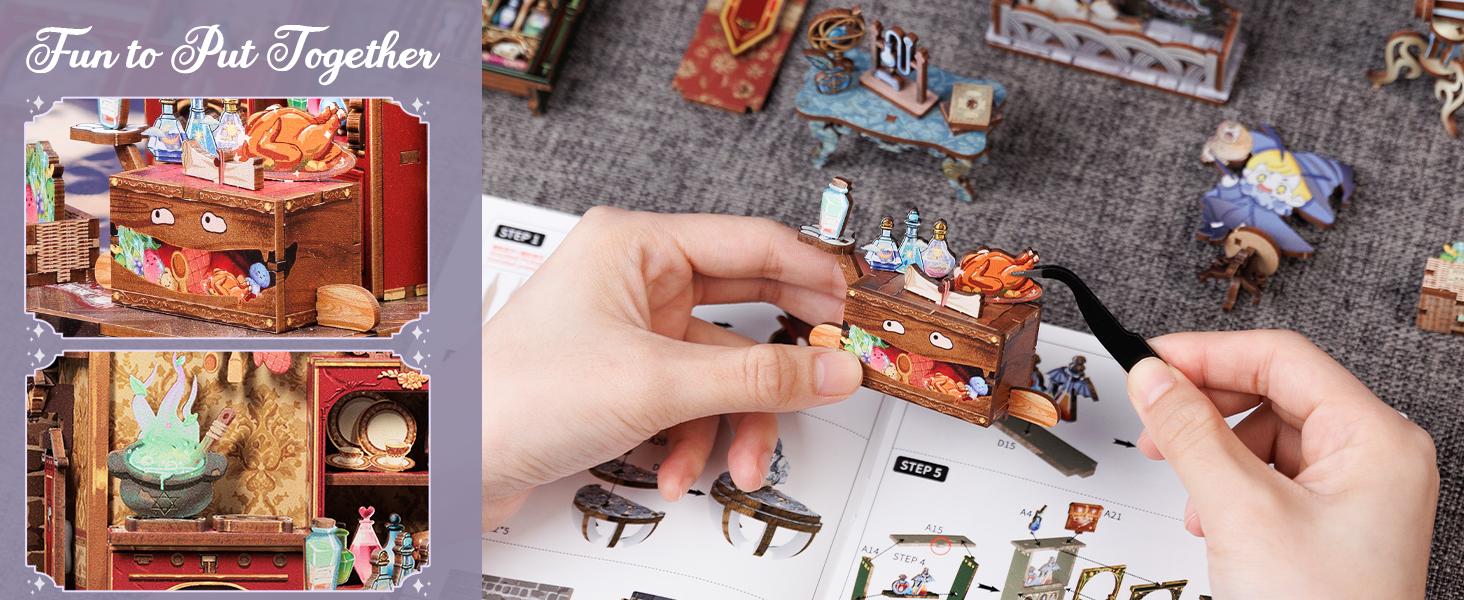 Magic University Bookend DIY Kit | Magic Theme - Fix Messy Books, Store Pens, Easy to Assemble for Beginners/Teens, Enchanted Decor, Perfect Gift for Magic Fans & Book Lovers