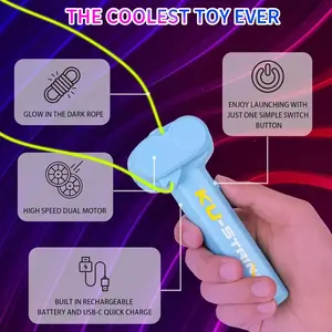 Rechargeable Rope Launcher Toy, Handheld Flying Loop Lasso String Shooter, Glow String Fidget Decompression Toy, Novelty Interactive Pet Play & Kids Educational Birthday Present
