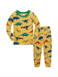 Children Boys Long Sleeve Pants Set, Snug Fit Pajamas, Pajama Sets, Cartoon Pattern Pajamas, Cartoon Dinosaur Print, Comfortable Casual Home Wear, Spring Summer Fall New Arrival, Sleepwear Pajamas