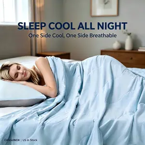CANSUNCH Cooling Comforter - Double Sided Cooling Blanket, Soft Lightweight Breathable Bedding for Hot Sleepers, Queen/King Size Summervibes Blue, Ideal for Bed & Travel, Double Sided Blanket, Cooling Blankets