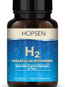 HOPSEN H2 Molecular Hydrogen, 90 Servings (90 Tablets), Dietary Supplement, Supports Brain Health and Cognitive Function, Non GMO
