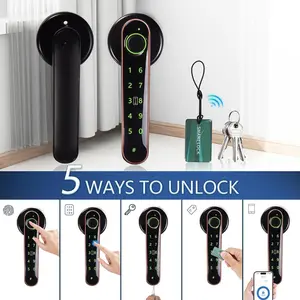 Smart Digital Door Lock with Fingerprint, Keypad, IC Card, Bluetooth App & Keys – 5-in-1 Keyless Entry