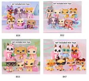 Cute Accessories Hat Scarf Bow Skirt Glassess Collars Food for Mini Pet Shop Cats Dogs Toy Figures